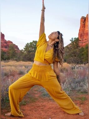 PiYOGA Two Pocket Flares in Mustard Yellow ~ Size: OS (0 - 12) ~ NWOT